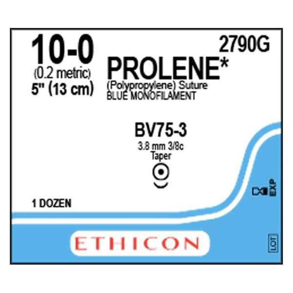 Ethicon Inc,a J & J Company Suture 10-0 Polypropylene Bv75-3 Prolene Blue 5" Monofilament 12/Bx - 2790G