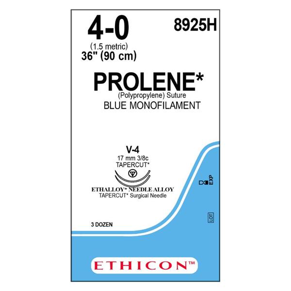 Ethicon Inc,a J & J Company Suture 4-0 Polypropylene V-4/V-4 Prolene Blue 36" Double Arm Monofilament 36/Bx - 8925H