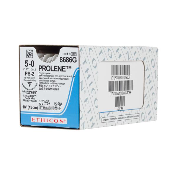 Ethicon Inc,a J & J Company Suture 5-0 Polypropylene Ps-2 Prolene Blue 18" Monofilament 12/Bx - 8686G