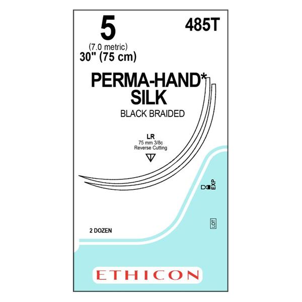 Ethicon Inc,a J & J Company Suture 4-0 Silk Lr/Lr Perma-Hand Black 1X30" Double Arm Braid Bx - 485T