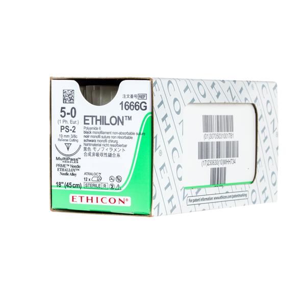 Ethicon Inc,a J & J Company Suture 5-0 Nylon Ps-2 Ethilon Black 18" Monofilament 12/Bx - 1666G