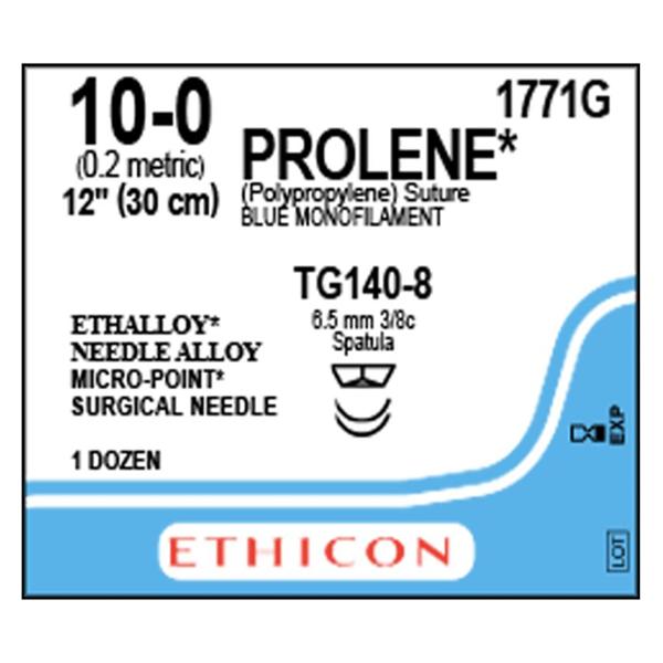 Ethicon Inc,a J & J Company Suture 10-0 Pp Tg140-8/Tg140-8 Prolene Blue 12" Double Arm Monofilament 12/Bx - 1771G