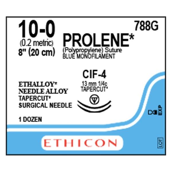 Ethicon Inc,a J & J Company Suture 10-0 Pp Cif-4/Cif-4 Prolene Blue 8" Double Arm Monofilament 12/Bx - 788G