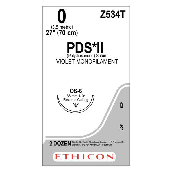 Ethicon Inc,a J & J Company Suture 4-0 Polydioxanone Os-6 Pds Ii Violet 27" Monofilament Bx - Z534T
