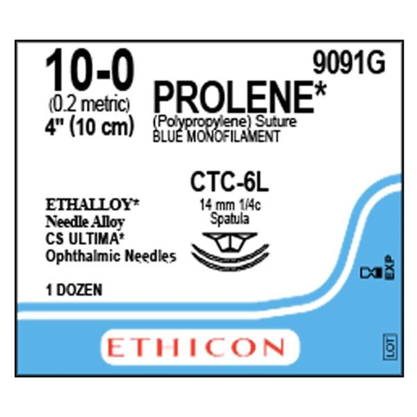 Ethicon Inc,a J & J Company Suture 10-0 Pp Ctc-6L/Ctc-6L Prolene Blue 4" Double Arm Monofilament 12/Bx - 9091G