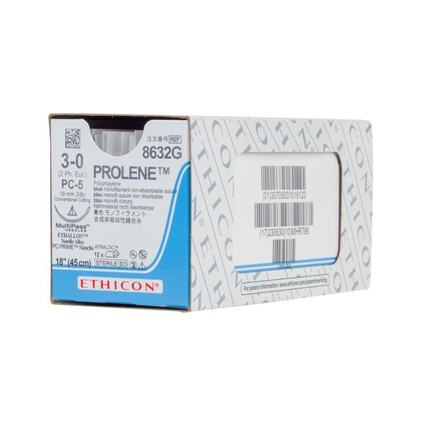 Ethicon Inc,a J & J Company Suture 3-0 Polypropylene Pc-5 Prolene Blue 18" Monofilament 12/Bx - 8632G