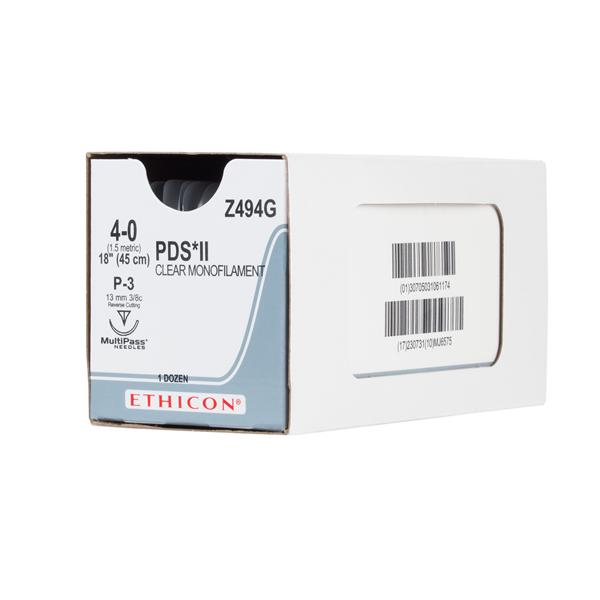 Ethicon Inc,a J & J Company Suture 4-0 Polydioxanone P-3 Pds Ii Clear 18" Monofilament 12/Bx - Z494G