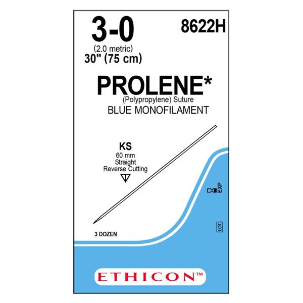 Ethicon Inc,a J & J Company Suture 3-0 Polypropylene Ks Prolene Blue 30" Monofilament 36/Bx - 8622H