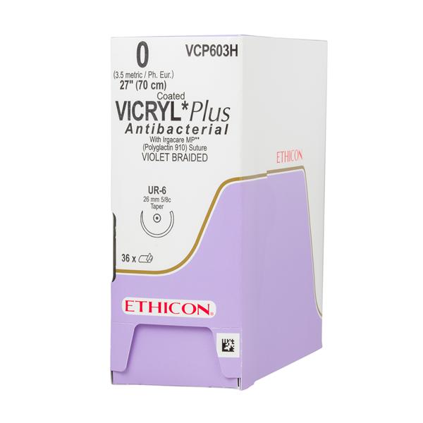 Ethicon Inc,a J & J Company Suture 0 Triclosan/Polyglactin 910 Ur-6 Vicryl Plus Violet 27" Braid 36/Bx - VCP603H