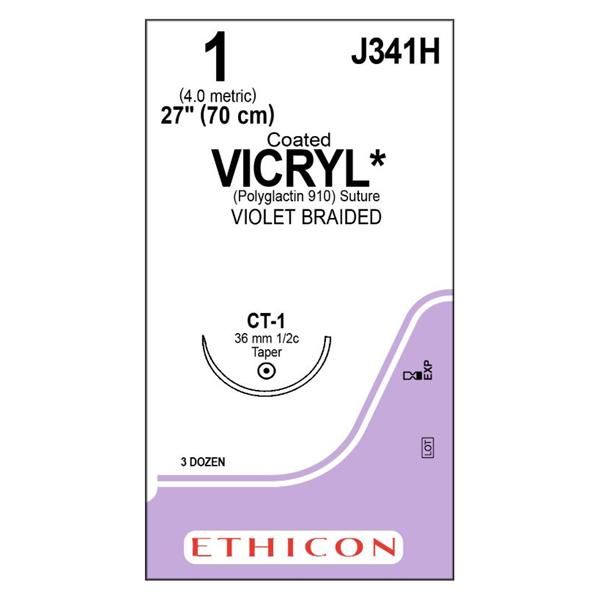 Ethicon Inc,a J & J Company Suture 1 Polyglactin 910 Ct-1 Vicryl Violet 27" Braid 36/Bx - J341H