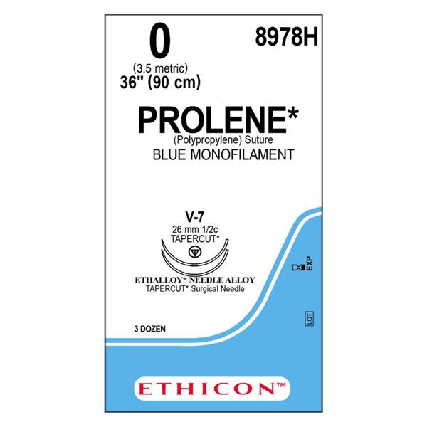 Ethicon Inc,a J & J Company Suture 0 Polypropylene V-7 Prolene Blue 36" Monofilament 36/Bx - 8978H