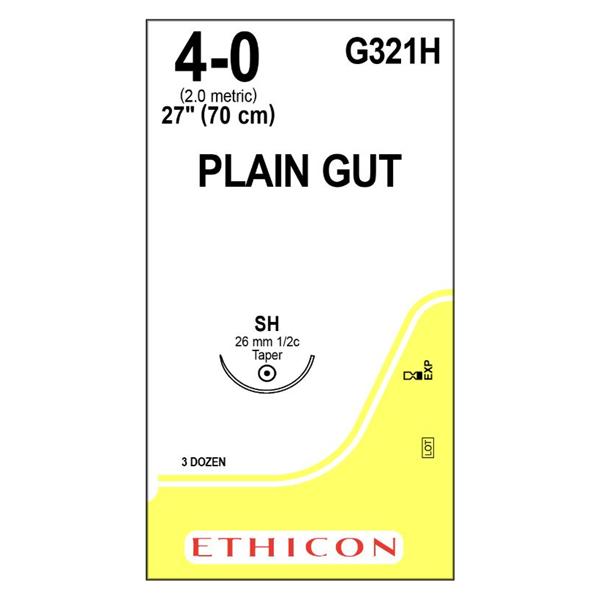 Ethicon Inc,a J & J Company Suture 4-0 Plain Gut Sh Yellowish Tan 27" Monofilament 36/Bx - G321H
