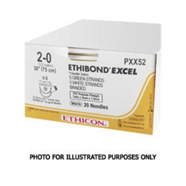 Ethicon Inc,a J & J Company Suture 3-0 Polyester V-5/V-5 Ethibond Green 1X36" Double Arm Braid 36/Bx - X806H