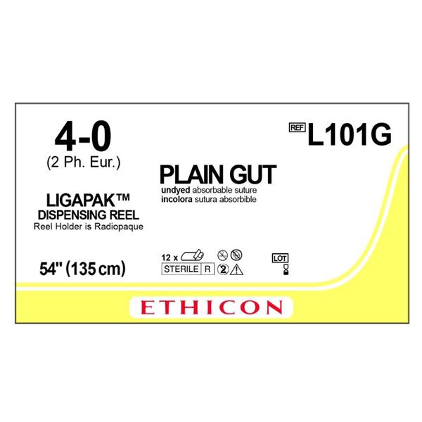Ethicon Inc,a J & J Company Suture 4-0 Pln Gt No Needle Ligapak Surgical Yellowish Tan 54" Mnflmnt 12/Bx - L101G