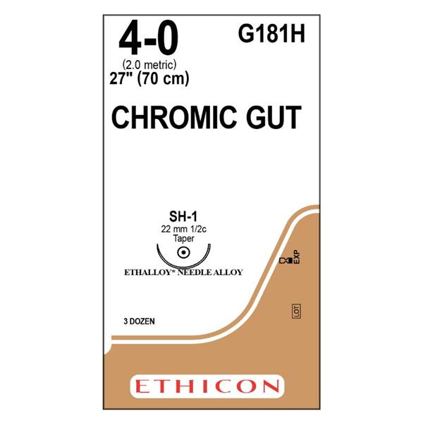 Ethicon Inc,a J & J Company Suture 4-0 Chromic Gut Sh-1 Brown 27" Monofilament 36/Bx - G181H