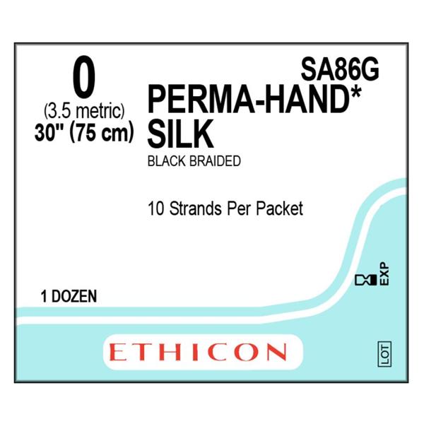 Ethicon Inc,a J & J Company Suture 0 Silk No Needle Perma-Hand Black 10X30" Braid 12/Bx - SA86G