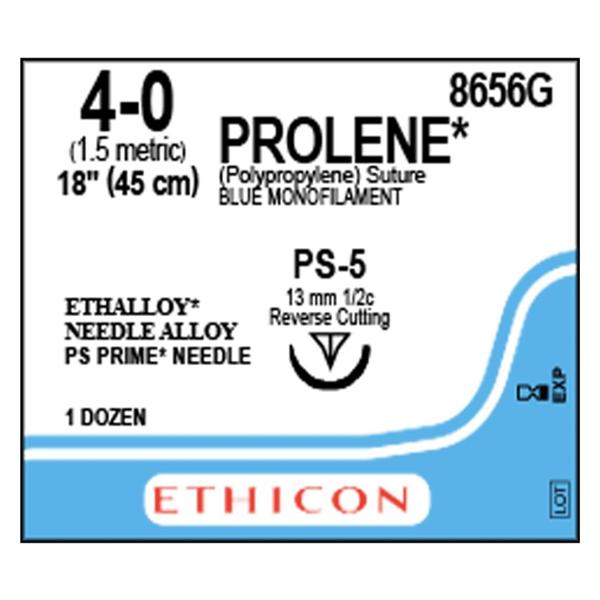 Ethicon Inc,a J & J Company Suture 4-0 Polypropylene Ps-5 Prolene Blue 18" Monofilament 12/Bx - 8656G