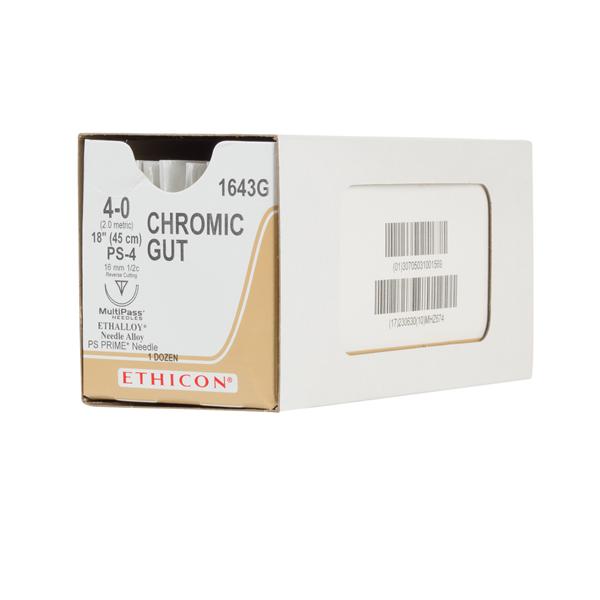 Ethicon Inc,a J & J Company Suture 4-0 Chromic Gut Ps-4 Brown 18" Monofilament 12/Bx - 1643G