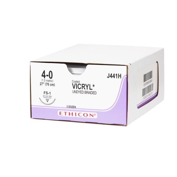 Ethicon Inc,a J & J Company Suture 4-0 Polyglactin 910 Fs-1 Vicryl Undyed 27" Braid 36/Bx - J441H