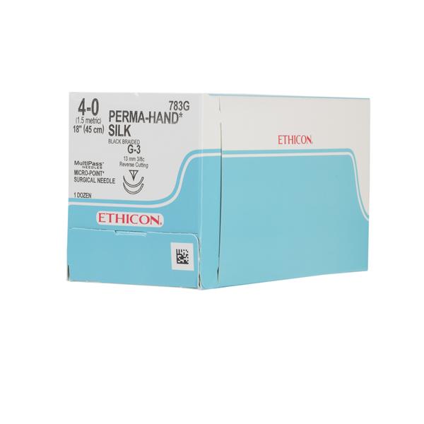Ethicon Inc,a J & J Company Suture 4-0 Silk G-3/G-3 Perma-Hand Black 1X18" Double Arm Braid 12/Bx - 783G