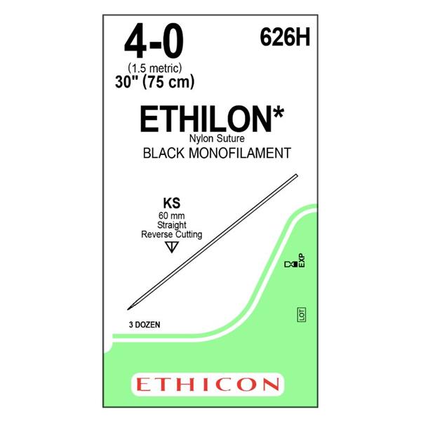 Ethicon Inc,a J & J Company Suture 4-0 Nylon Ks Ethilon Black 30" Monofilament 36/Bx - 626H