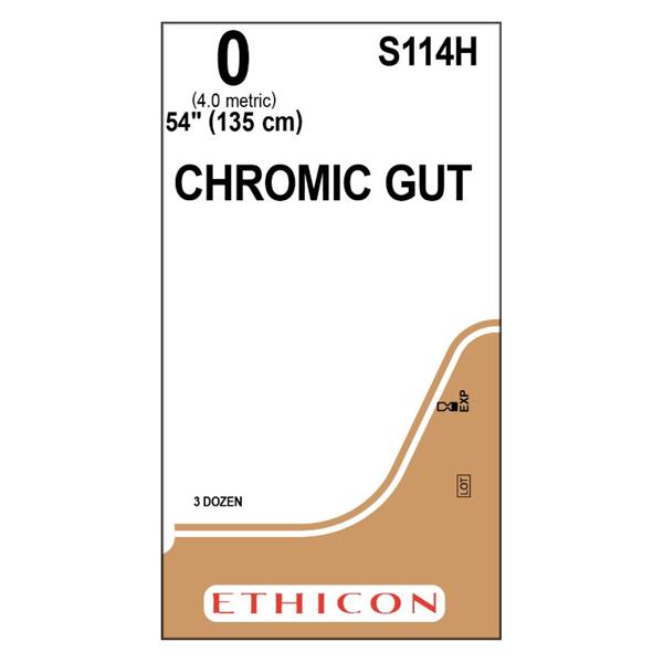Ethicon Inc,a J & J Company Suture 0 Chromic Gut No Needle Brown 54" Monofilament 36/Bx - S114H
