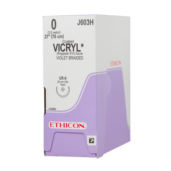 Ethicon Inc,a J & J Company Suture 0 Polyglactin 910 Ur-6 Vicryl Violet 27" Braid 36/Bx - J603H