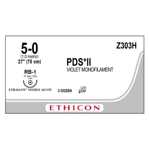 Ethicon Inc,a J & J Company Suture 5-0 Polydioxanone Rb-1 Pds Ii Violet 27" Monofilament 36/Bx - Z303H