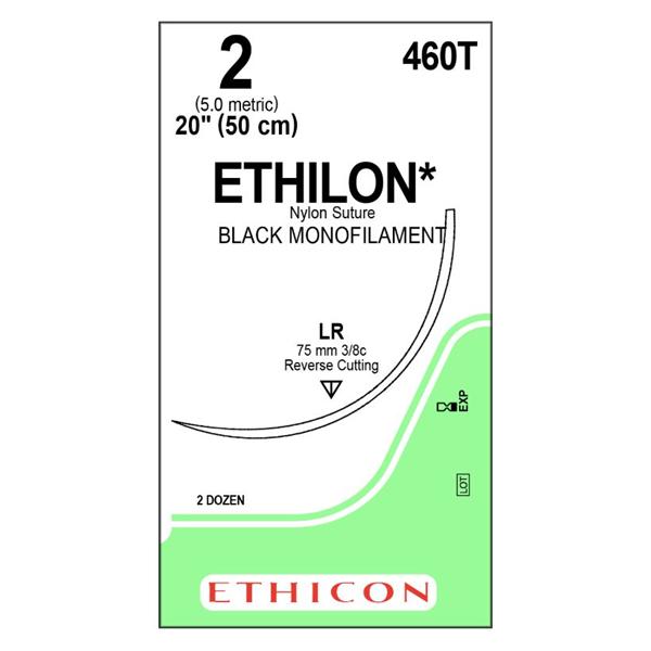 Ethicon Inc,a J & J Company Suture 2 Nylon Lr Ethilon Black 1X20" Monofilament 24/Bx - 460T