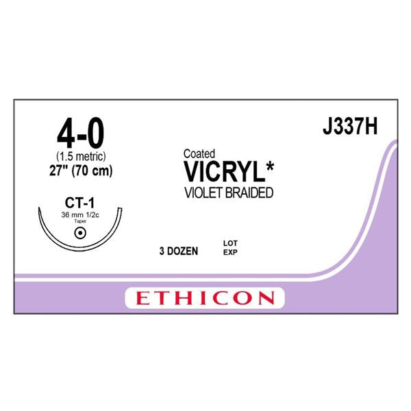 Ethicon Inc,a J & J Company Suture 4-0 Polyglactin 910 Ct-1 Vicryl Violet 27" Braid 36/Bx - J337H