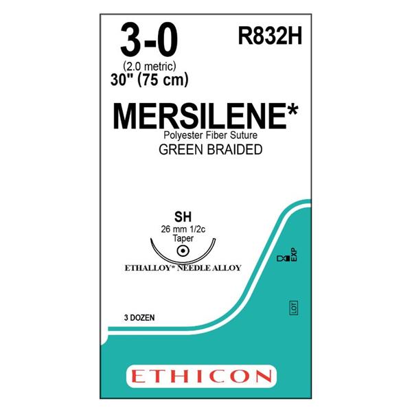 Ethicon Inc,a J & J Company Suture 3-0 Polyester Sh Mersilene Green 30" Braid 36/Bx - R832H