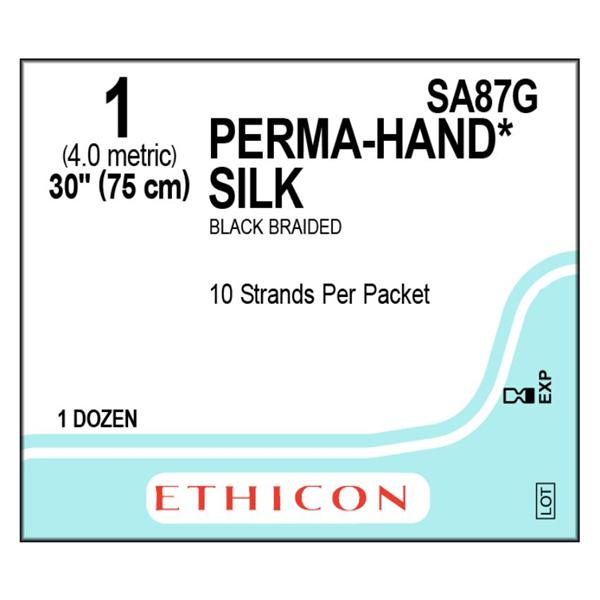 Ethicon Inc,a J & J Company Suture 1 Silk No Needle Perma-Hand Black 10X30" Braid 12/Bx - SA87G