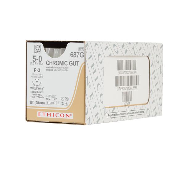 Ethicon Inc,a J & J Company Suture 5-0 Chromic Gut P-3 Brown 18" Monofilament 12/Bx - 687G