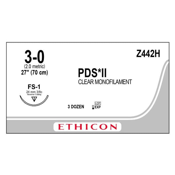 Ethicon Inc,a J & J Company Suture 3-0 Polydioxanone Fs-1 Pds Ii Clear 27" Monofilament 36/Bx - Z442H
