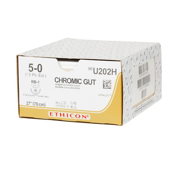 Ethicon Inc,a J & J Company Suture 5-0 Chromic Gut Rb-1 Brown 27" Monofilament 36/Bx - U202H
