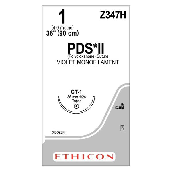 Ethicon Inc,a J & J Company Suture 1 Polydioxanone Ct-1 Pds Ii Violet 36" Monofilament 36/Bx - Z347H
