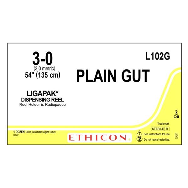 Ethicon Inc,a J & J Company Suture 3-0 Pln Gt No Needle Ligapak Surgical Yellowish Tan 54" Mnflmnt 12/Bx - L102G