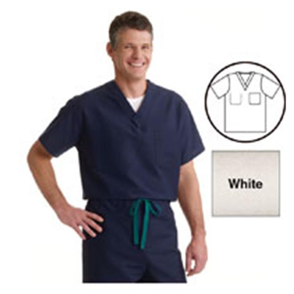 ComfortEase by Medline Shirt Scrub 910 Unisex 2X Large White Ea - 910XTQXXL-CM