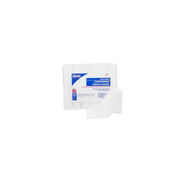 Dukal Corporation Bandage 3"X4.1Yd Conforming Gauze White Lf Non-Sterile 12/Bag, 8 Bg/Ca - 603
