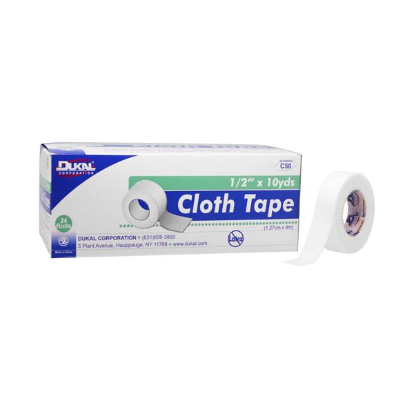 Dukal Corporation Tape Cloth .5"X10Yd White 24/Box, 1 Bx/Ca - C50