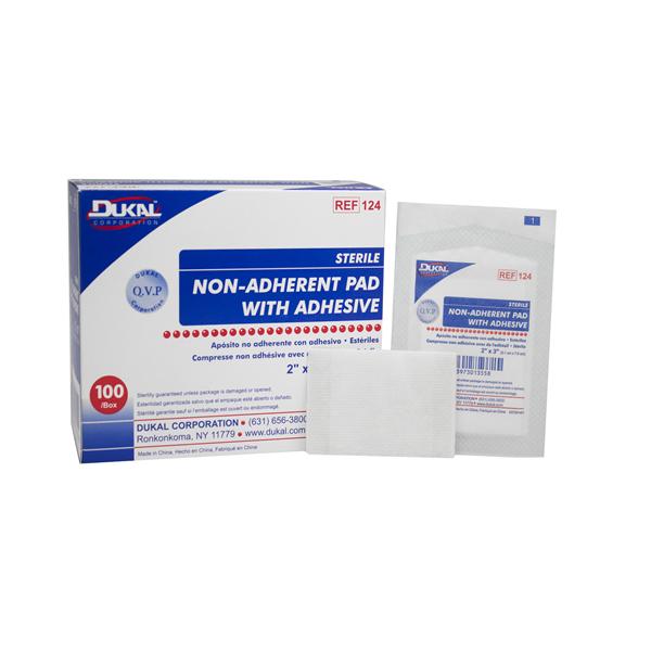 Dukal Corporation Pad Film 2X3" Sterile Adhesive Non-Adherent White Absorbent 100/Package, 1 Pk/Ca - 124