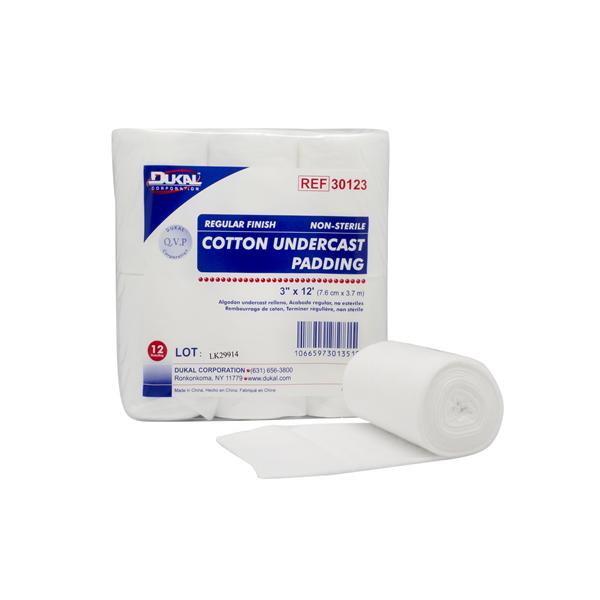 Dukal Corporation Padding Undercast Cotton 3X12" Not Made With Natural Rubber Latex White 12/Bg, 1 Bg/Ca - 30123