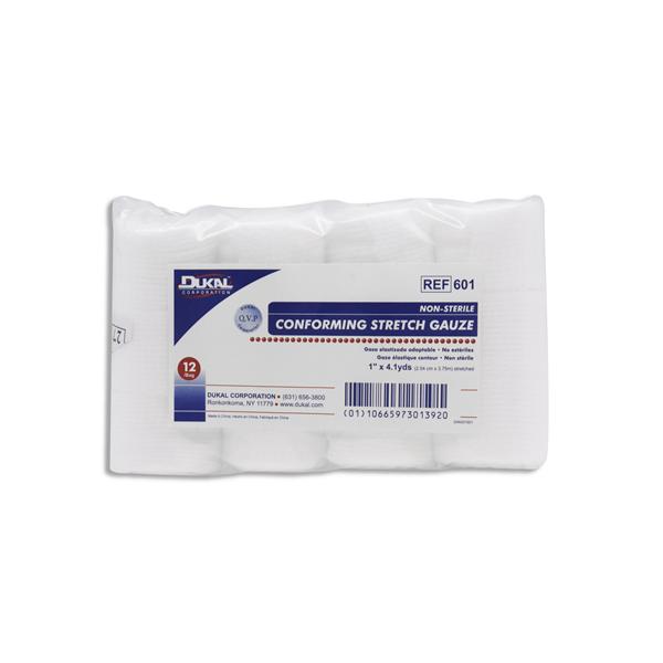 Dukal Corporation Bandage 1"X4.1Yd Conforming Gauze White Lf Non-Sterile 8Bg/Case - 601