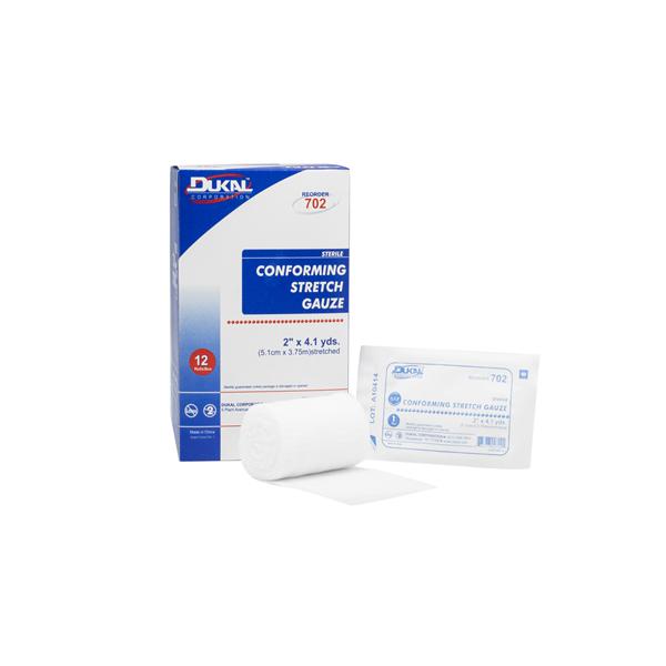 Dukal Corporation Bandage 1"X4.1Yd Conforming Gauze White Lf Sterile 12/Package, 1 Pk/Ca - 701