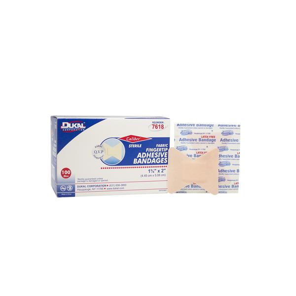 Dukal Corporation Bandage Strips Fabric Flex Fingertip Pre Cut Tan 100/Box, 1 Bx/Ca - 7618