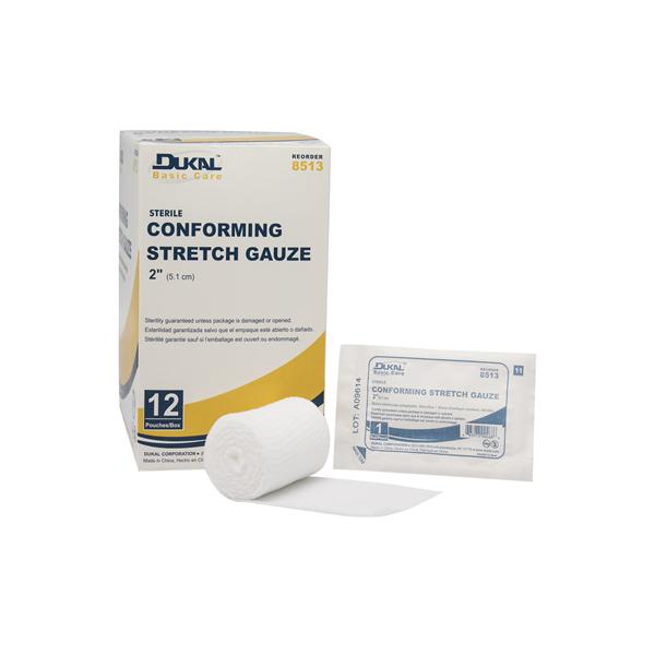Dukal Corporation Bandage 2" Conforming Gauze White Lf Sterile 12/Package, 1 Pk/Ca - 8513