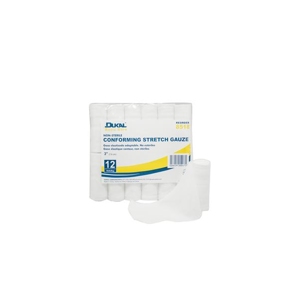 Dukal Corporation Bandage 3" Conforming Gauze White Lf Non-Sterile 96/Case - 8518