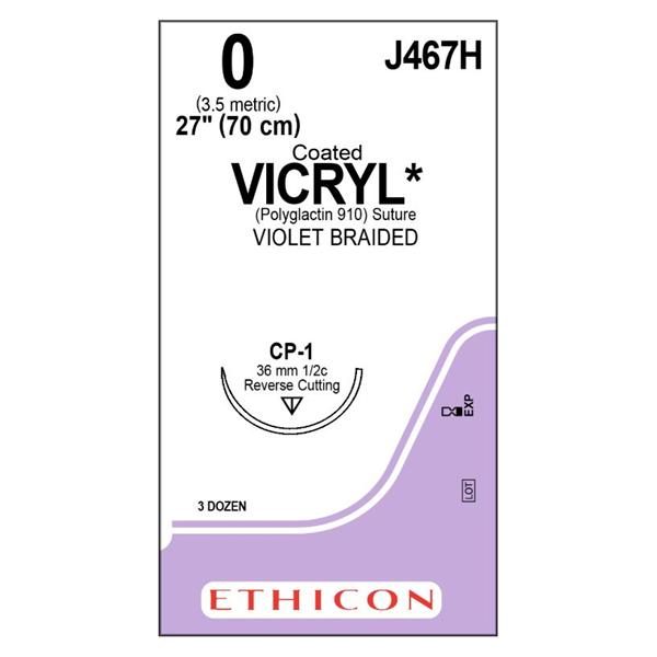 Ethicon Inc,a J & J Company Suture 0 Polyglactin 910 Cp-1 Vicryl Violet 27" Braid 36/Bx - J467H
