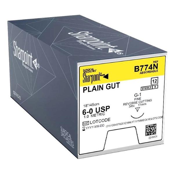 Look/Div Surgical Specialties Suture 6-0 Plain Gut Dsm11 Beige 18" Monofilament 12/Bx - B774N