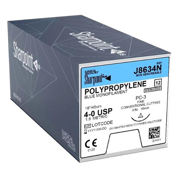 Look/Div Surgical Specialties Suture 4-0 Polypropylene Dscm16 Blue 18" Monofilament 12/Bx - J8634N